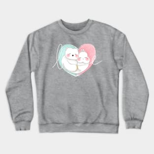 Bear Rabbit Love Balloon _ Bunniesmee Crewneck Sweatshirt